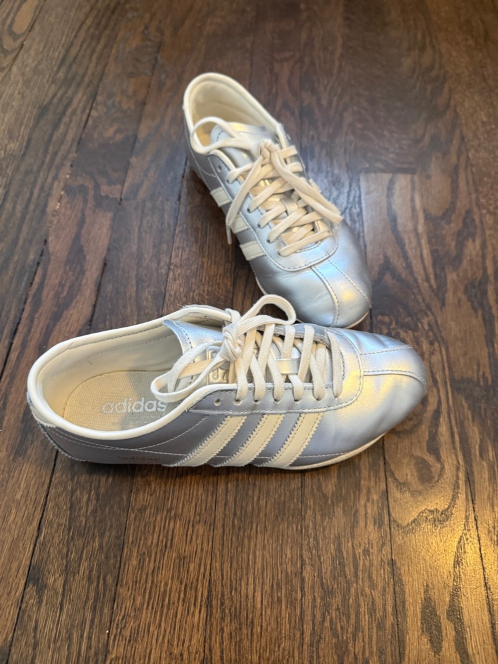 adidas Gazelle Metallic Silver Retro Lace-Up Sneakers